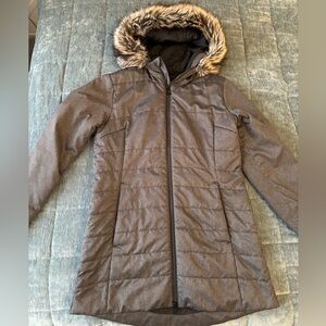 The North Face Gray Jacket with Faux Fur Hood